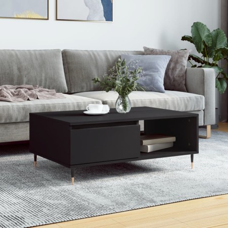 vidaXL Mesa de centro madera de ingeniería negro 90x60x35 cm
