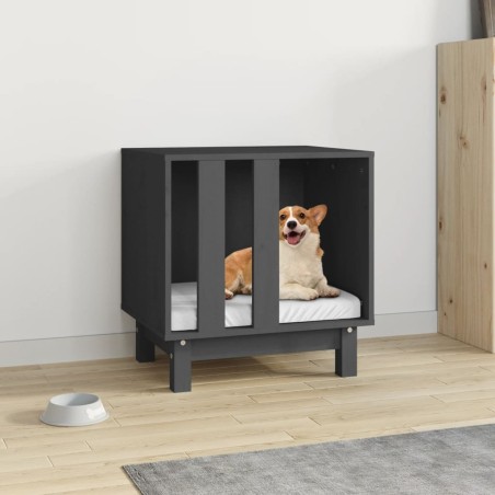 vidaXL Caseta para perros madera maciza de pino gris 50x40x52 cm