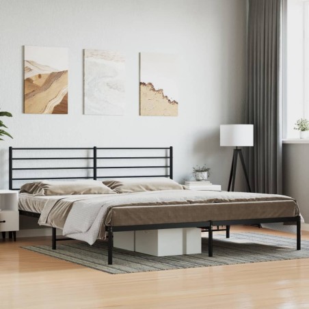 vidaXL Estructura de cama con cabecero metal negro 200x200 cm