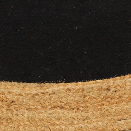 vidaXL Alfombra trenzada yute y algodón redonda negra y natural 150 cm