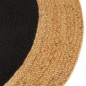 vidaXL Alfombra trenzada yute y algodón redonda negra y natural 150 cm vidaXL Alfombra trenzada yute y algodón redonda negra y natural 150 cm