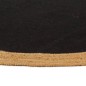 vidaXL Alfombra trenzada yute y algodón redonda negra y natural 150 cm vidaXL Alfombra trenzada yute y algodón redonda negra y natural 150 cm