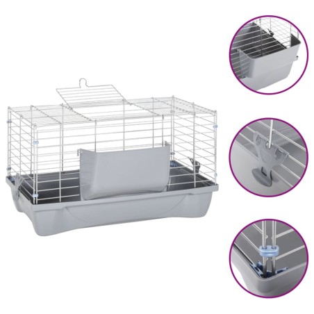 vidaXL Jaula para hámster polipropileno y metal gris 58x32x31 cm