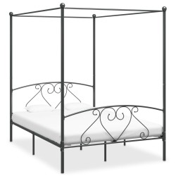 vidaXL Estructura de cama con dosel metal gris 140x200 cm 