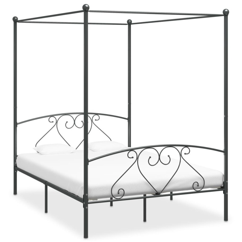vidaXL Estructura de cama con dosel metal gris 140x200 cm vidaXL Estructura de cama con dosel metal gris 140x200 cm