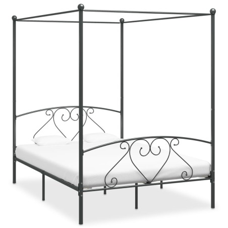 vidaXL Estructura de cama con dosel metal gris 140x200 cm 