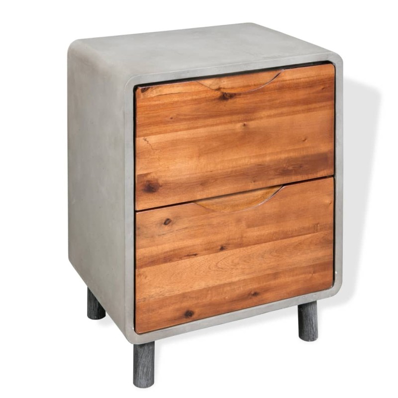 vidaXL Mesita de noche de hormigón y madera maciza acacia 40x30x50 cm vidaXL Mesita de noche de hormigón y madera maciza acacia 40x30x50 cm
