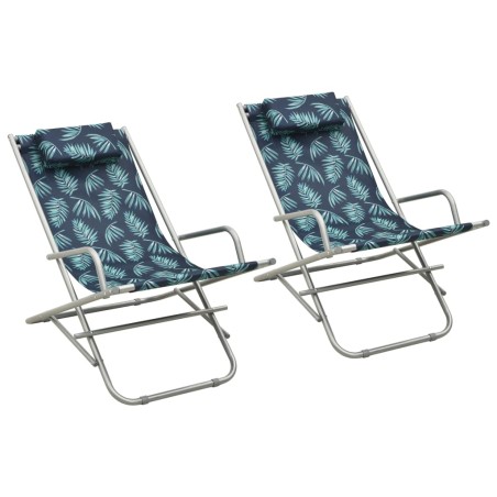 vidaXL Sillas mecedoras 2 unidades acero estampado de hojas 