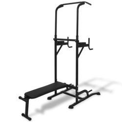 vidaXL Máquina de musculación Power Tower con banco de abdominales