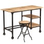 vidaXL Escritorio y taburete plegable madera maciza mango 115x50x76 vidaXL Escritorio y taburete plegable madera maciza mango 115x50x76