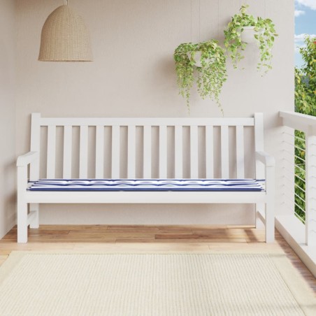 vidaXL Cojín de banco de jardín tela a rayas azul y blanco 200x50x3 cm
