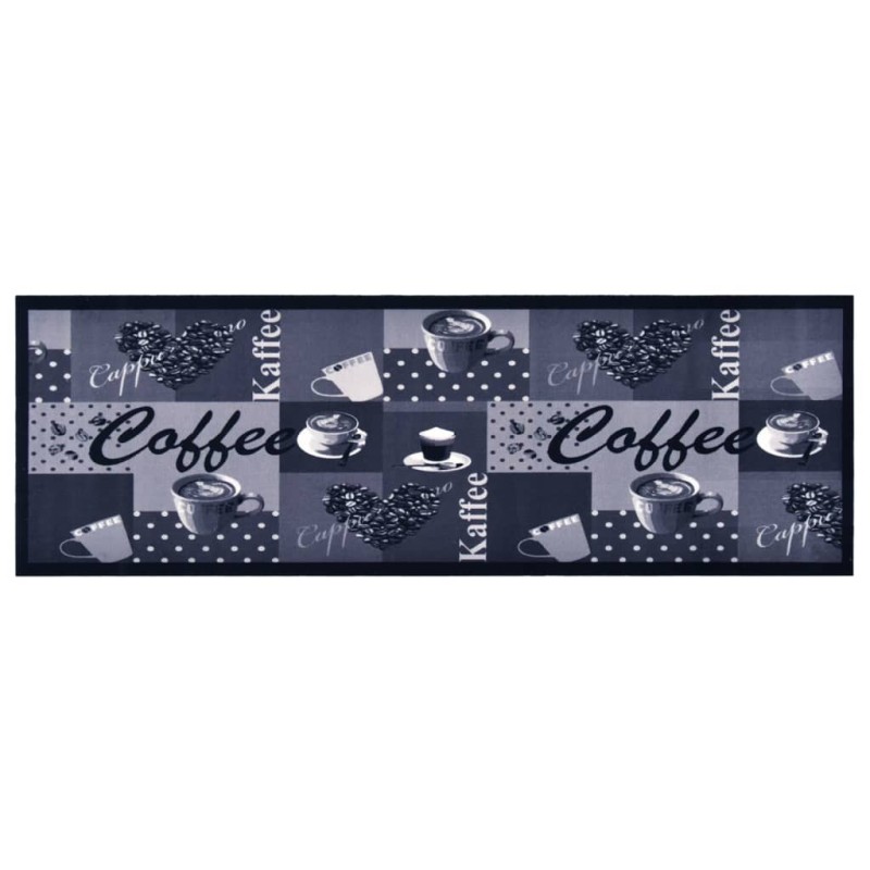 vidaXL Alfombra de cocina lavable Coffee azul 60x180 cm