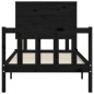 vidaXL Estructura de cama con cabecero madera maciza negro 100x200 cm vidaXL Estructura de cama con cabecero madera maciza negro 100x200 cm