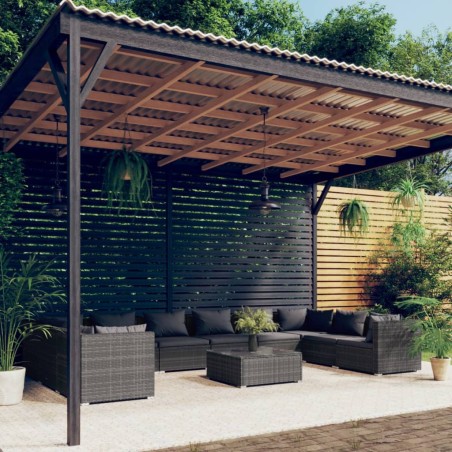 vidaXL Set de muebles de jardín 11 pzas y cojines ratán sintético gris