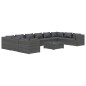 vidaXL Set de muebles de jardín 11 pzas y cojines ratán sintético gris vidaXL Set de muebles de jardín 11 pzas y cojines ratán sintético gris