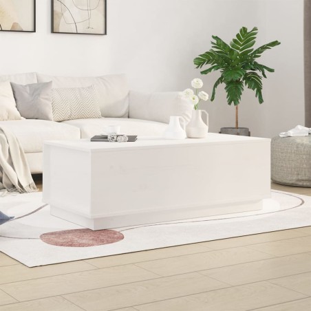 vidaXL Mesa de centro de madera maciza de pino blanco 100x50x35 cm