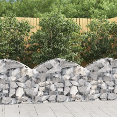 vidaXL Cesta de gaviones forma arco hierro galvanizado 100x30x60/80 cm