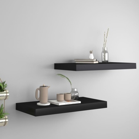 vidaXL Estantes flotantes de pared 2 uds MDF negro 50x23x3,8 cm