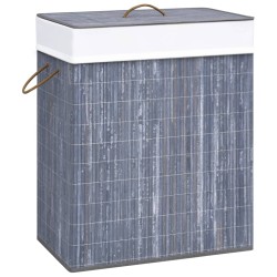 vidaXL Cesta para la ropa sucia de bambú de una sección gris 83 l