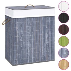 vidaXL Cesta para la ropa sucia de bambú de una sección gris 83 l