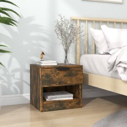 vidaXL Mesita de noche madera contrachapada color roble ahumado