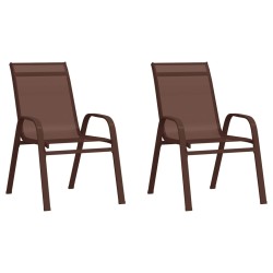 vidaXL Sillas de jardín apilables 2 unidades textilene marrón