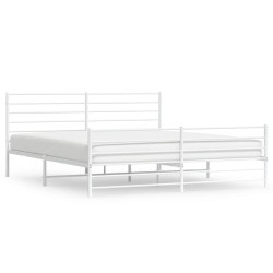 vidaXL Estructura cama metal con cabecero y estribo blanco 200x200 cm