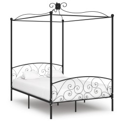 vidaXL Estructura de cama con dosel metal negro 120x200 cm