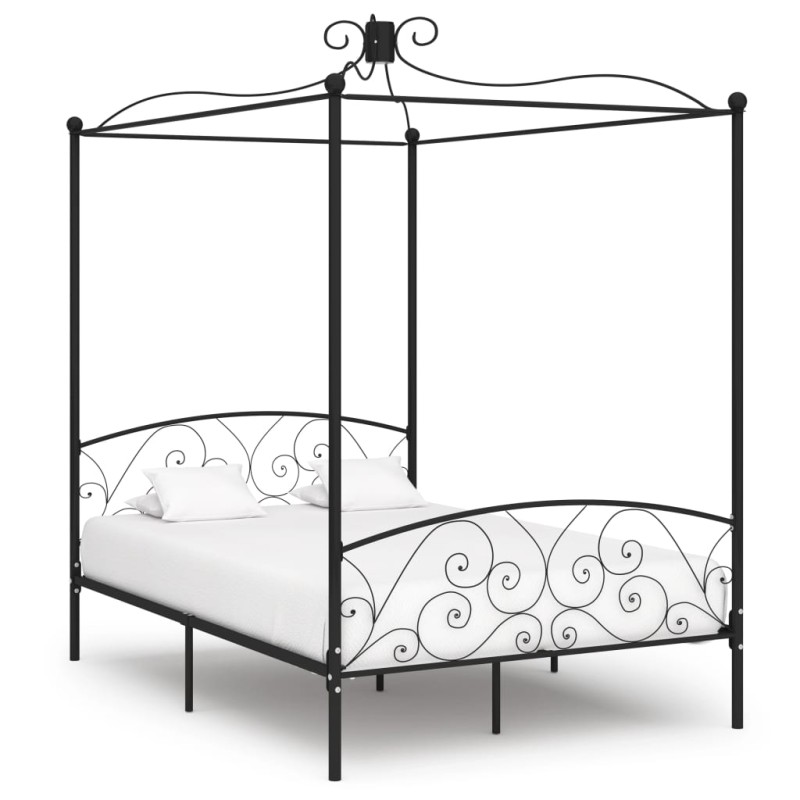 vidaXL Estructura de cama con dosel metal negro 120x200 cm vidaXL Estructura de cama con dosel metal negro 120x200 cm