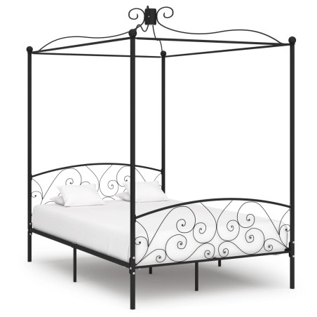 vidaXL Estructura de cama con dosel metal negro 120x200 cm
