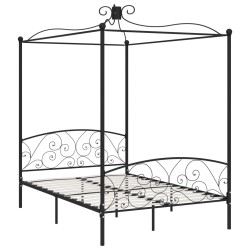 vidaXL Estructura de cama con dosel metal negro 120x200 cm