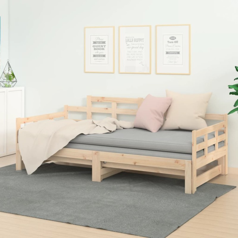 vidaXL Sofá cama extraíble madera maciza de pino 2x(80x200) cm vidaXL Sofá cama extraíble madera maciza de pino 2x(80x200) cm