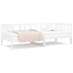 vidaXL Sofá cama madera maciza de pino blanco 90x190 cm