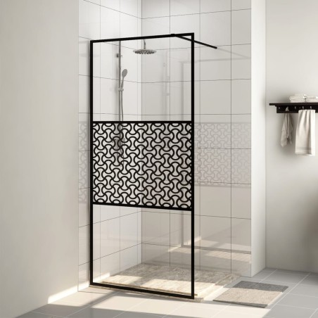 vidaXL Mampara ducha accesible vidrio ESG transparente negro 100x195cm