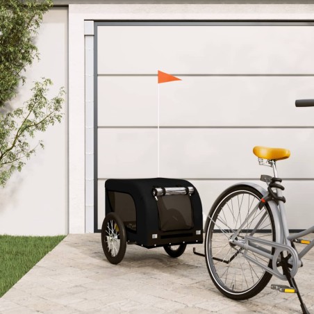 vidaXL Remolque de bicicleta mascotas hierro tela Oxford negro