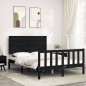 vidaXL Estructura de cama con cabecero madera maciza negro 140x200 cm vidaXL Estructura de cama con cabecero madera maciza negro 140x200 cm