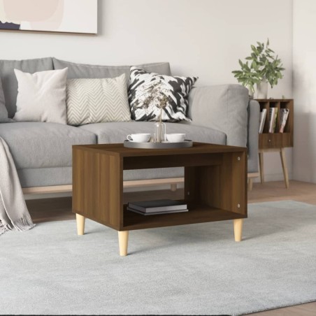 vidaXL Mesa de centro madera contrachapada marrón roble 60x50x40 cm