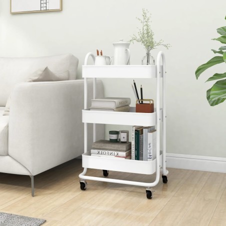 vidaXL Carrito de cocina 3 niveles acero blanco 43x34x79 cm