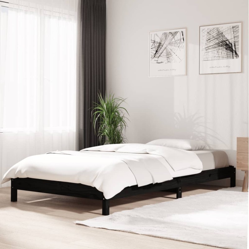 vidaXL Cama apilable de madera pino maciza negro 80x200 cm