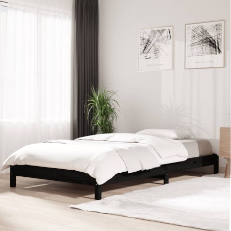 vidaXL Cama apilable de madera pino maciza negro 80x200 cm