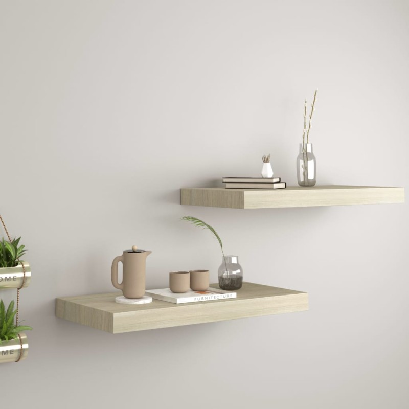 vidaXL Estantes flotantes de pared 2 uds MDF roble 50x23x3,8 cm vidaXL Estantes flotantes de pared 2 uds MDF roble 50x23x3,8 cm