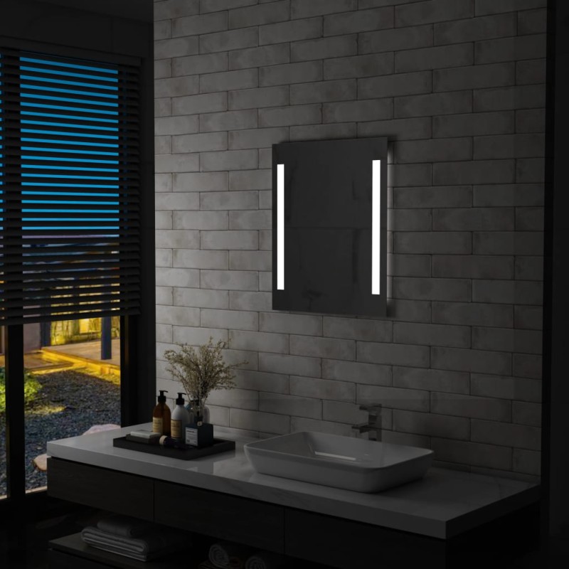 vidaXL Espejo de pared de baño con LED y estante 50x70 cm vidaXL Espejo de pared de baño con LED y estante 50x70 cm