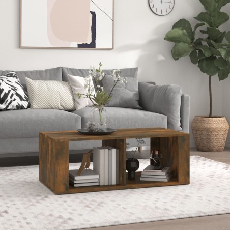vidaXL Mesa de centro madera contrachapada roble ahumado 100x50x36 cm