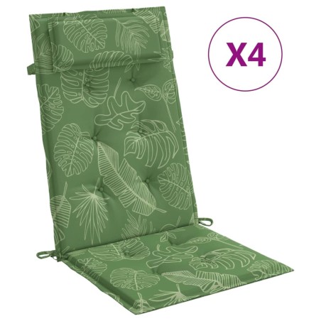 vidaXL Cojines silla respaldo alto 4 uds tela Oxford estampado hojas