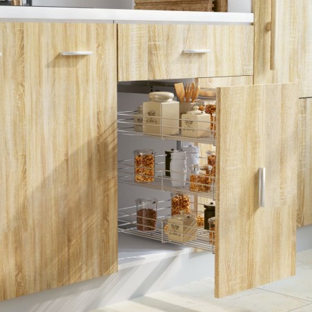 vidaXL Cesta de cocina extraíble 3 niveles plateada 47x35x56 cm