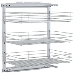 vidaXL Cesta de cocina extraíble 3 niveles plateada 47x35x56 cm
