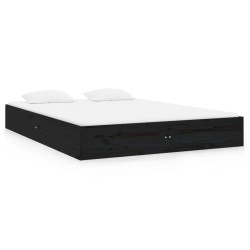 vidaXL Estructura de cama doble pequeña madera maciza negro 120x190 cm