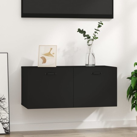 vidaXL Armario de pared madera contrachapada negro 80x35x36,5 cm