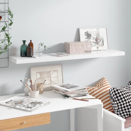 vidaXL Estante flotante de pared blanco brillante MDF 120x23,5x3,8 cm