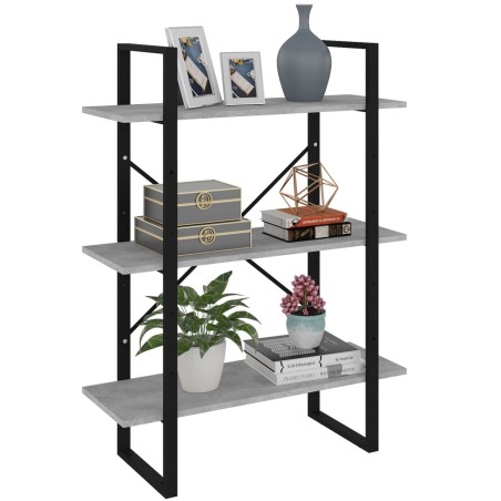 vidaXL Estantería madera contrachapada gris hormigón 80x30x105 cm